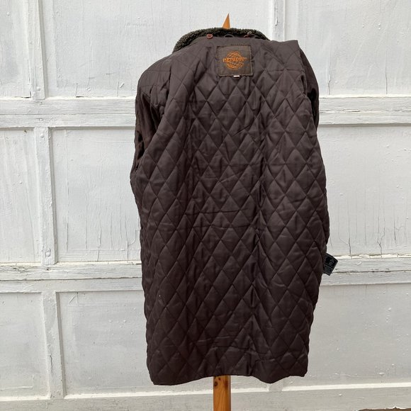 Vintage Petroff Cowhide Leather Coat w/ Removable Faux Fur Collar Quilted Lining - Picture 15 of 16